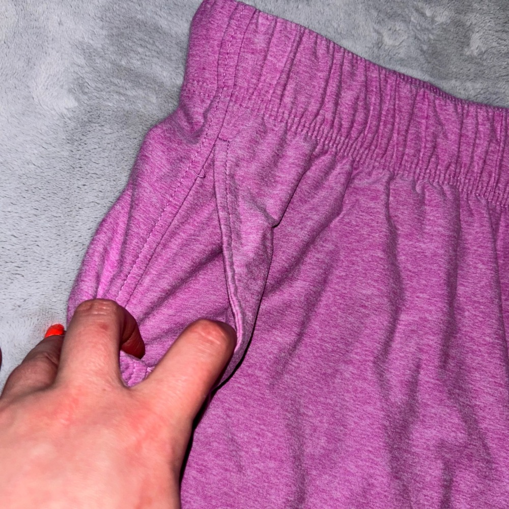 Pink Heathered Knit Lounge Shorts Drawstring NO SIZE TAG Waist Pockets Relaxed - Picture 2 of 5